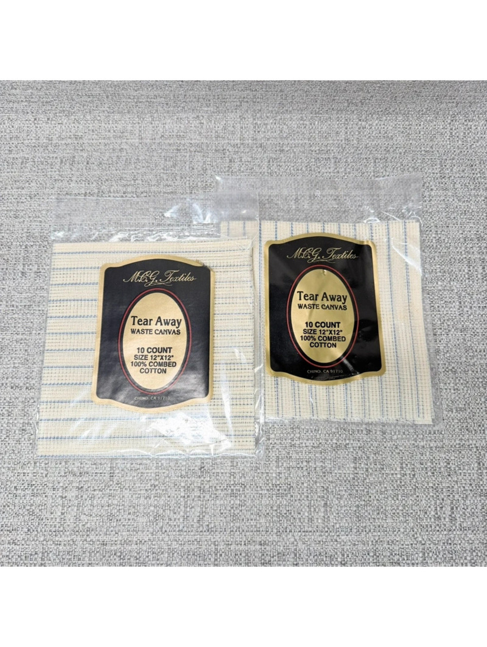 2X 3 MCG Textiles Tear Away Waste Canvas 10 Count 12x12 Cross Stitch Embroidery